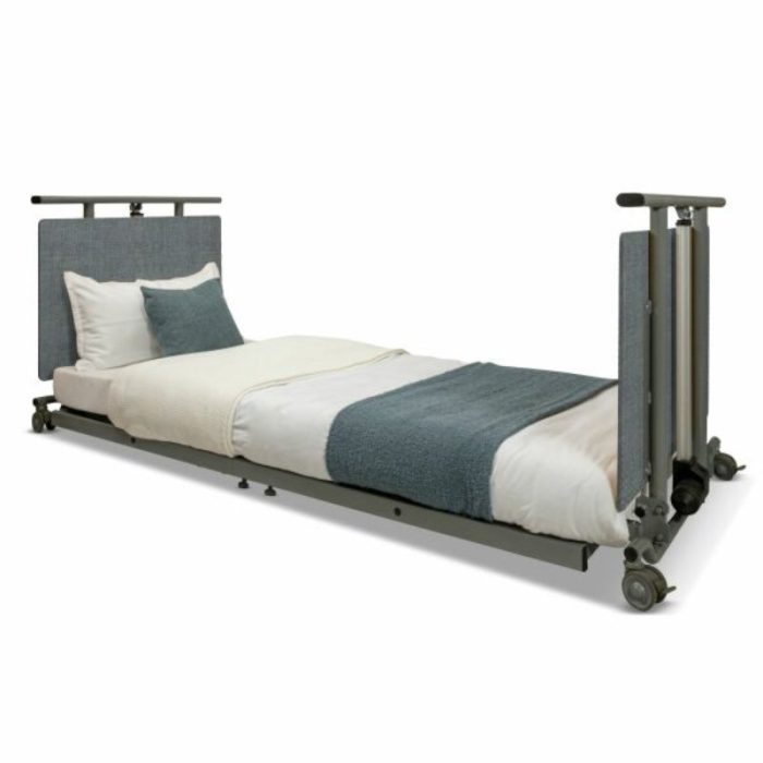 Floorline adjustable bed white background